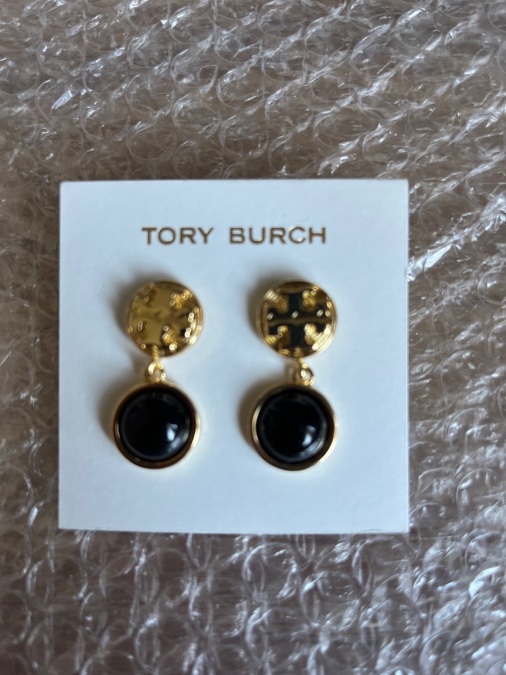 Tory Burch Gold-tone Earrings with Black Enamel Drops